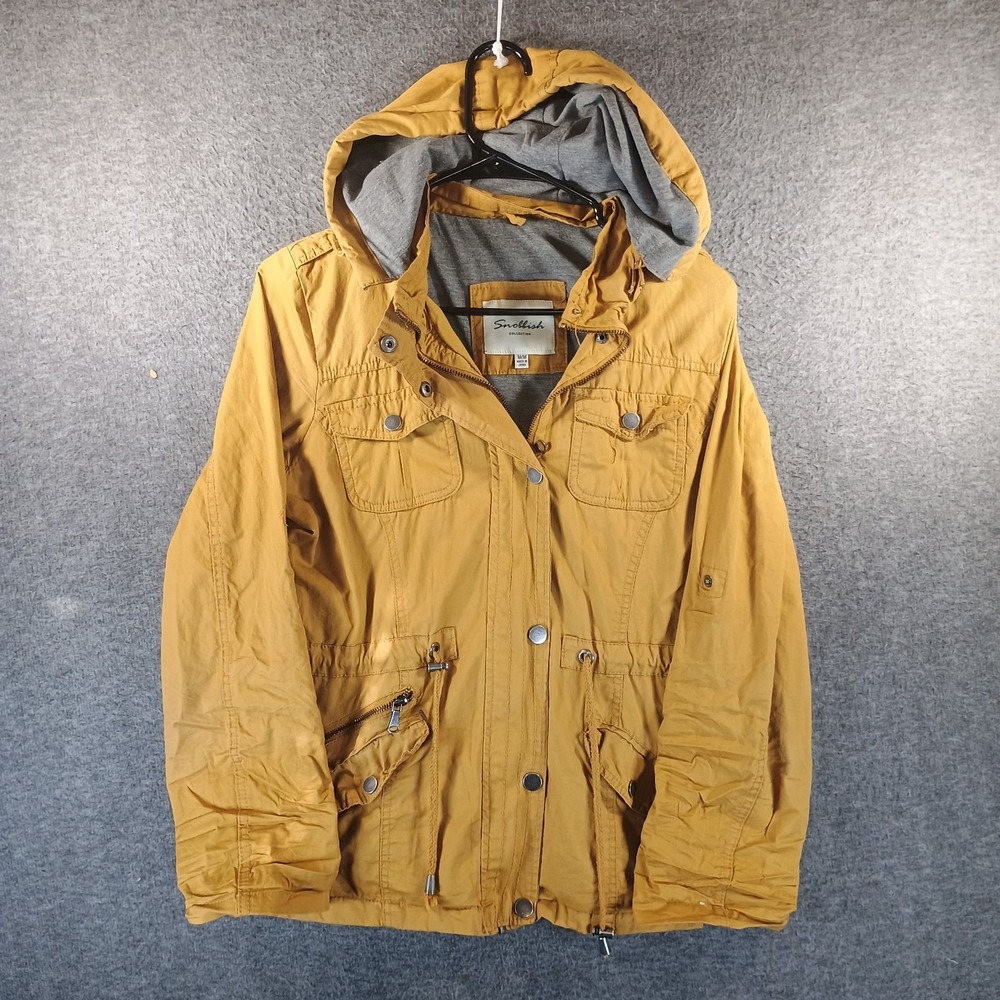 Snobbish Utility Jacket Womens M Mustard Yellow Pockets Removeable Hood‎
